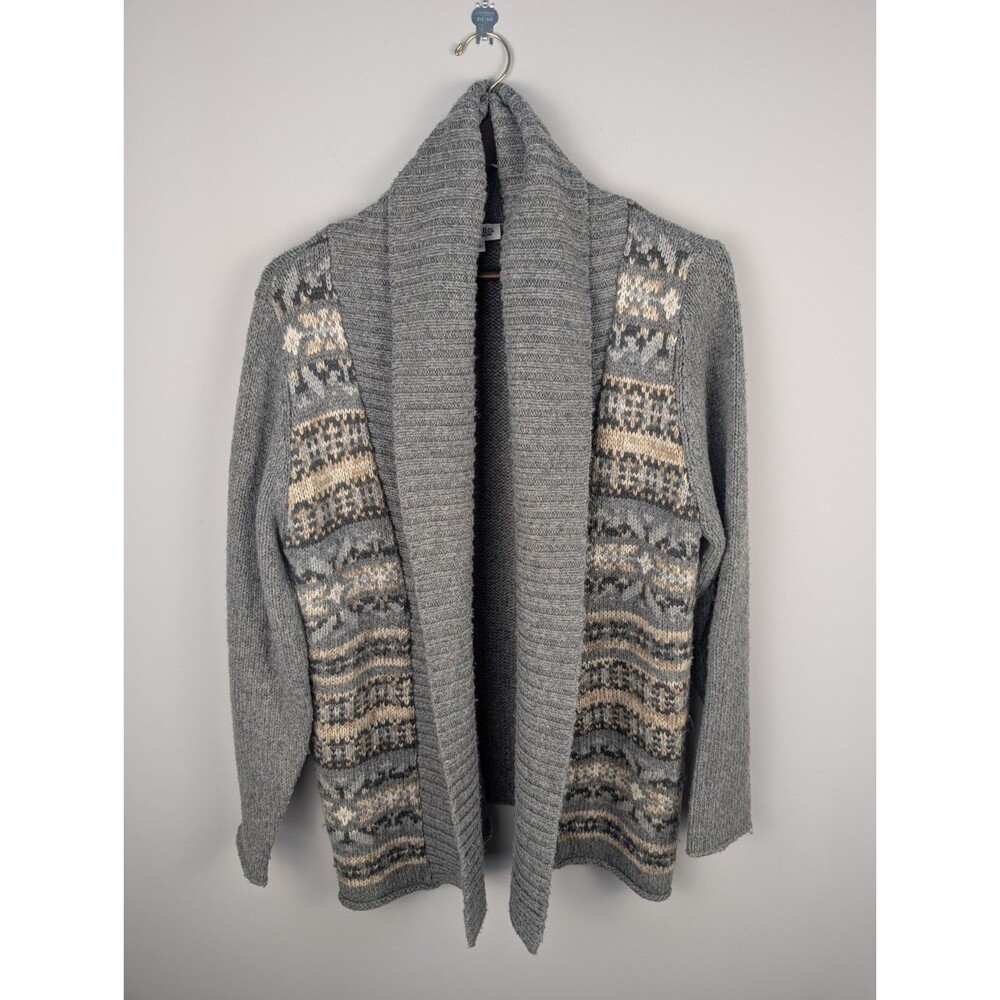 St. John's Bay Gray Aztec Knit Cardigan Sweater Size 1X Tribal Western Boho